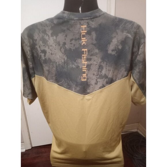 Huk Fishing T-Shirt Mens Large L Brown Camo Performance Short Sleeve UPF Stretch - Picture 9 of 13